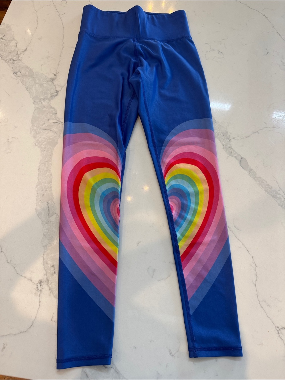 Terez Royal Blue Leggings with Rainbow Heart Panels